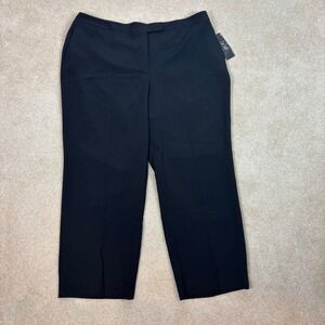 Le Suit Woman Black Dress Pants Trousers Size 20W Flat Front Stretch Blend NWT